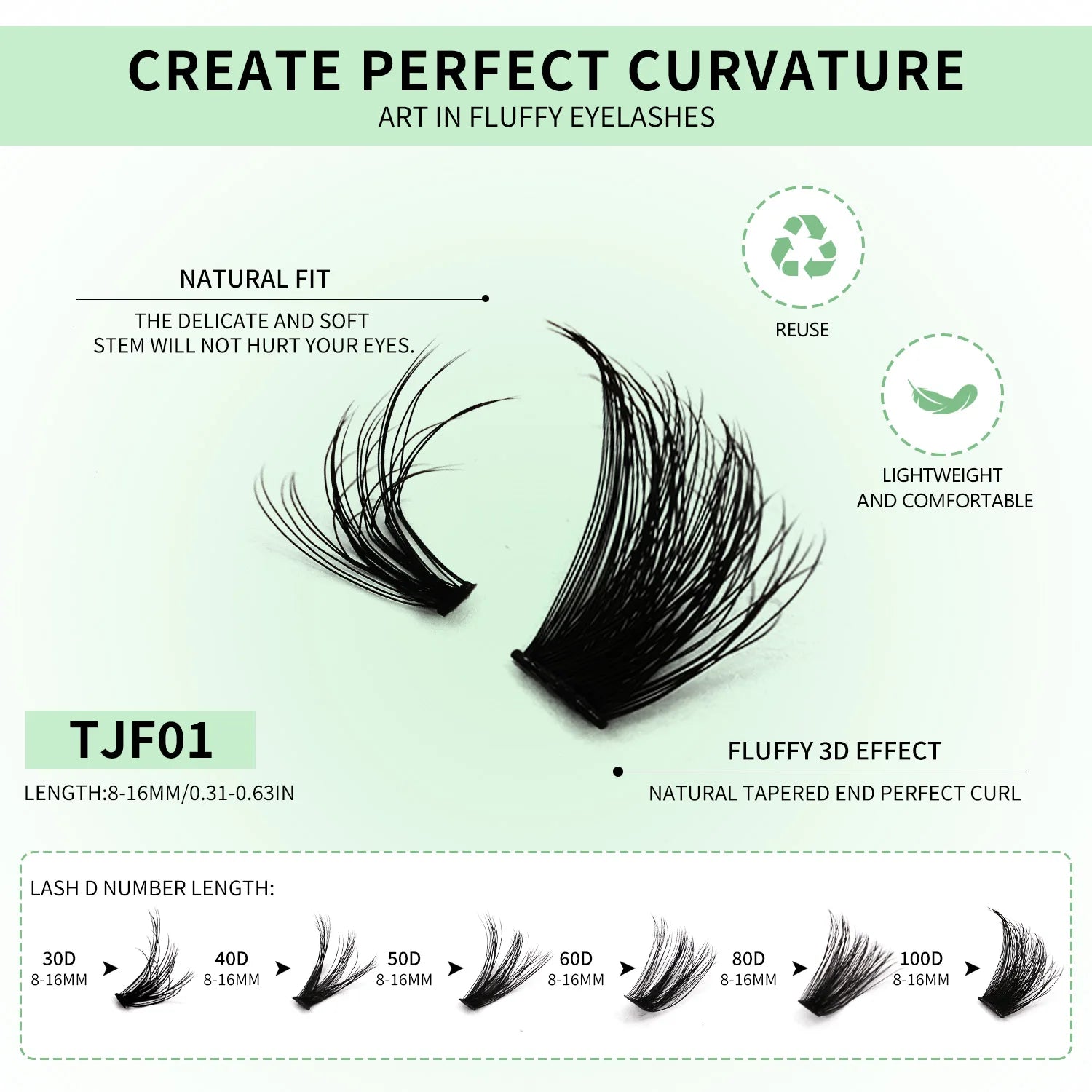 DIY Lash Clusters Kit Mixed Tray Eyelash Extension Full Set Individual Lashes with Lash Bond&Seal and Tweezers Tool