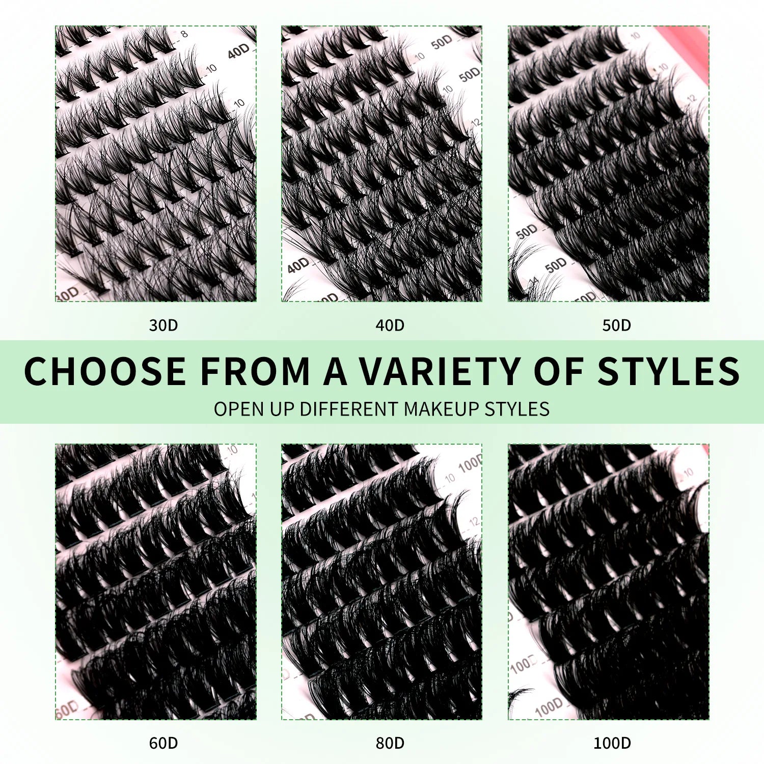 DIY Lash Clusters Kit Mixed Tray Eyelash Extension Full Set Individual Lashes with Lash Bond&Seal and Tweezers Tool